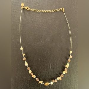 Lia Sophia Necklace Beaded Gold Tone Wire Chain Cosrume Fashion Jewelry